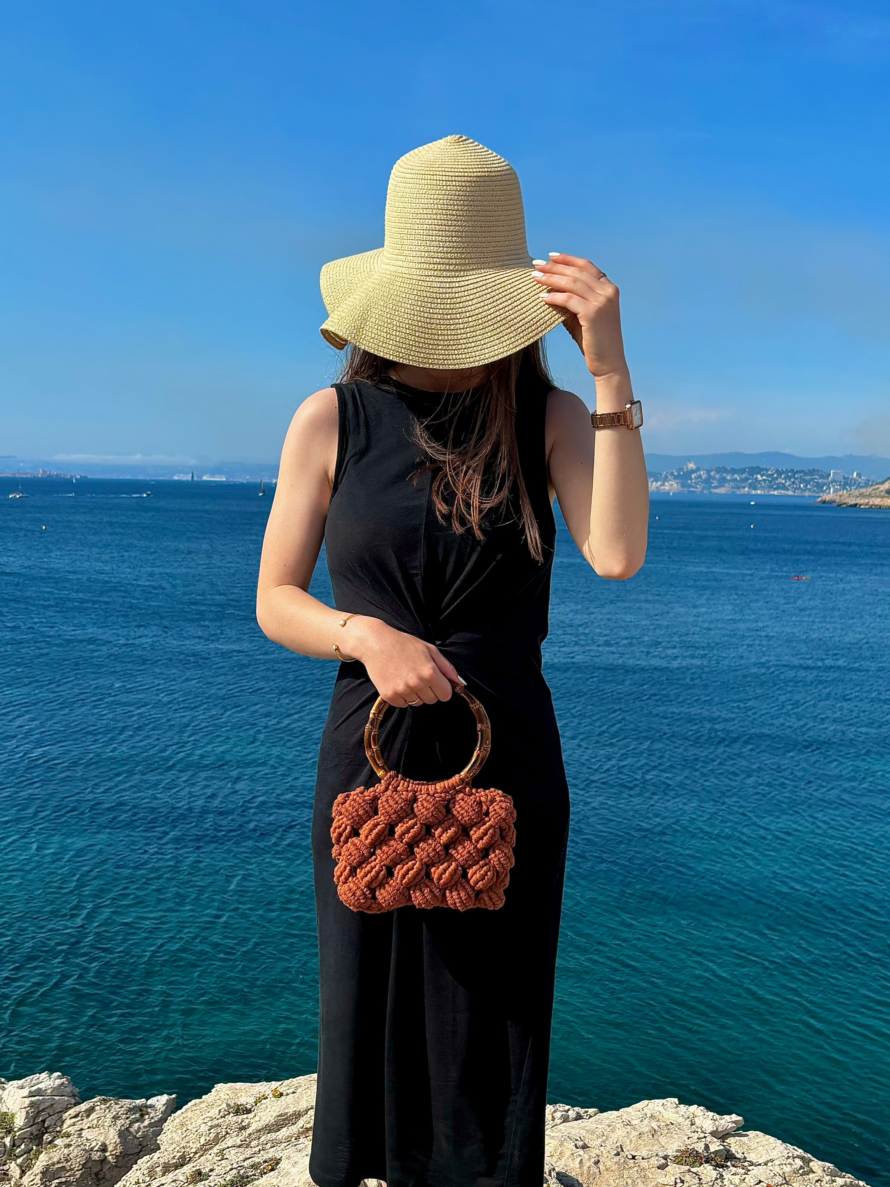 Sac coquillage Macramé Terracotta - Confectionné