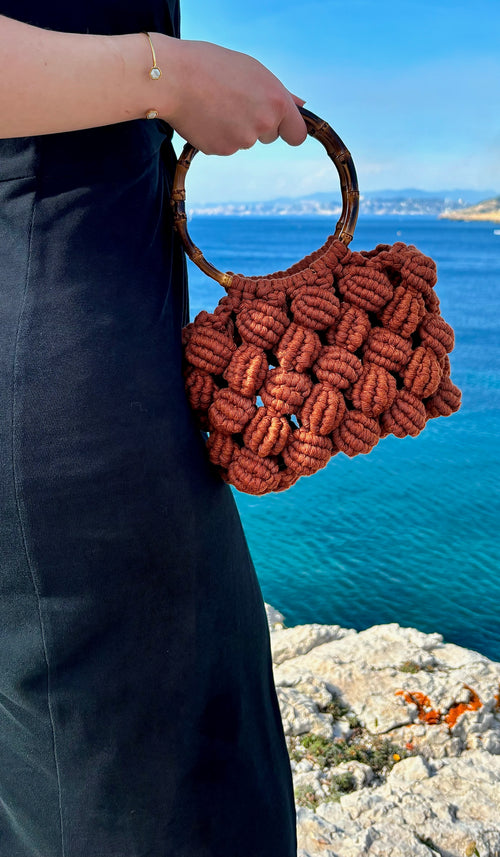 Sac coquillage Macramé Terracotta - Confectionné