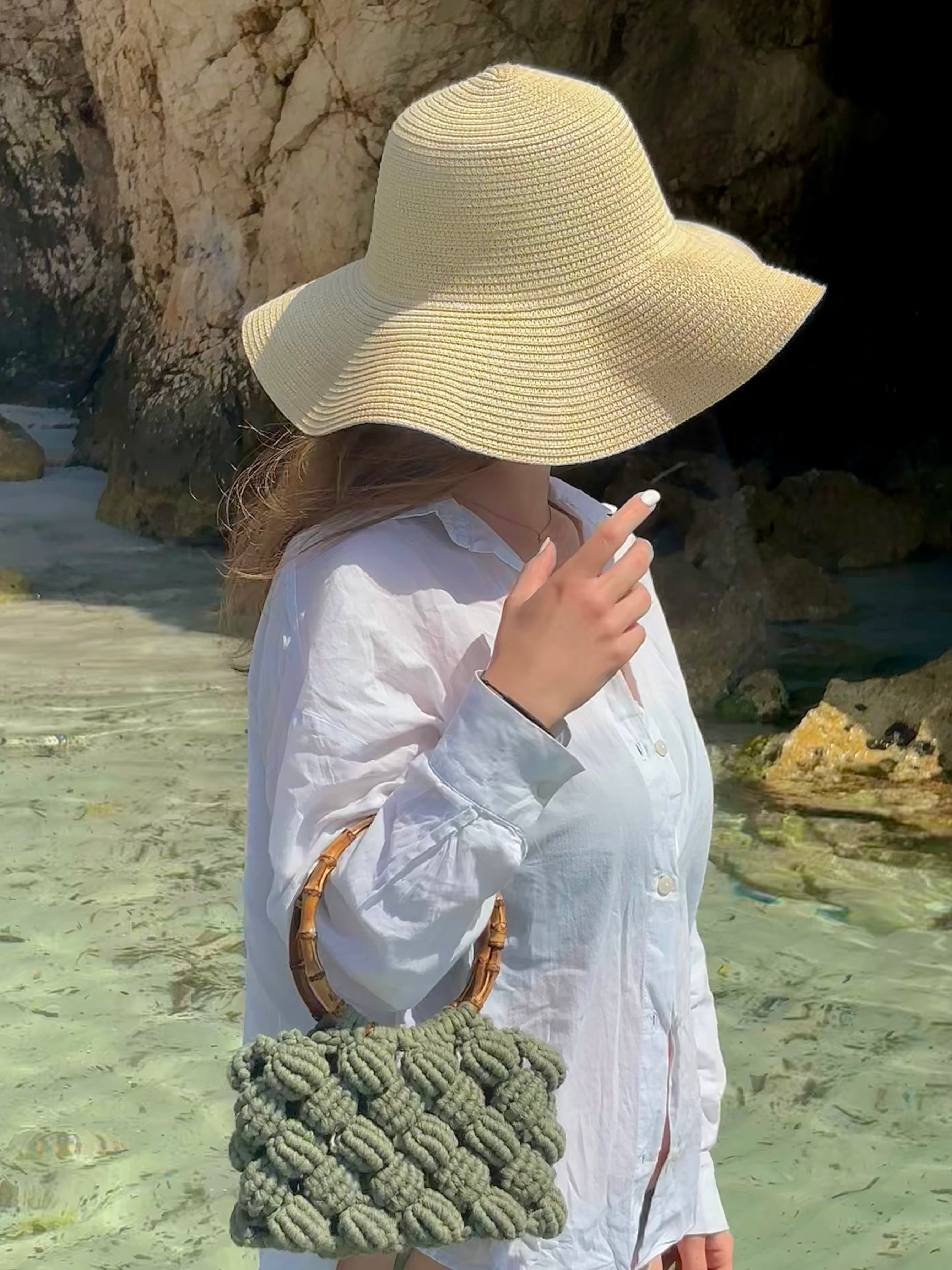 Sac coquillage Macramé Kaki - Confectionné