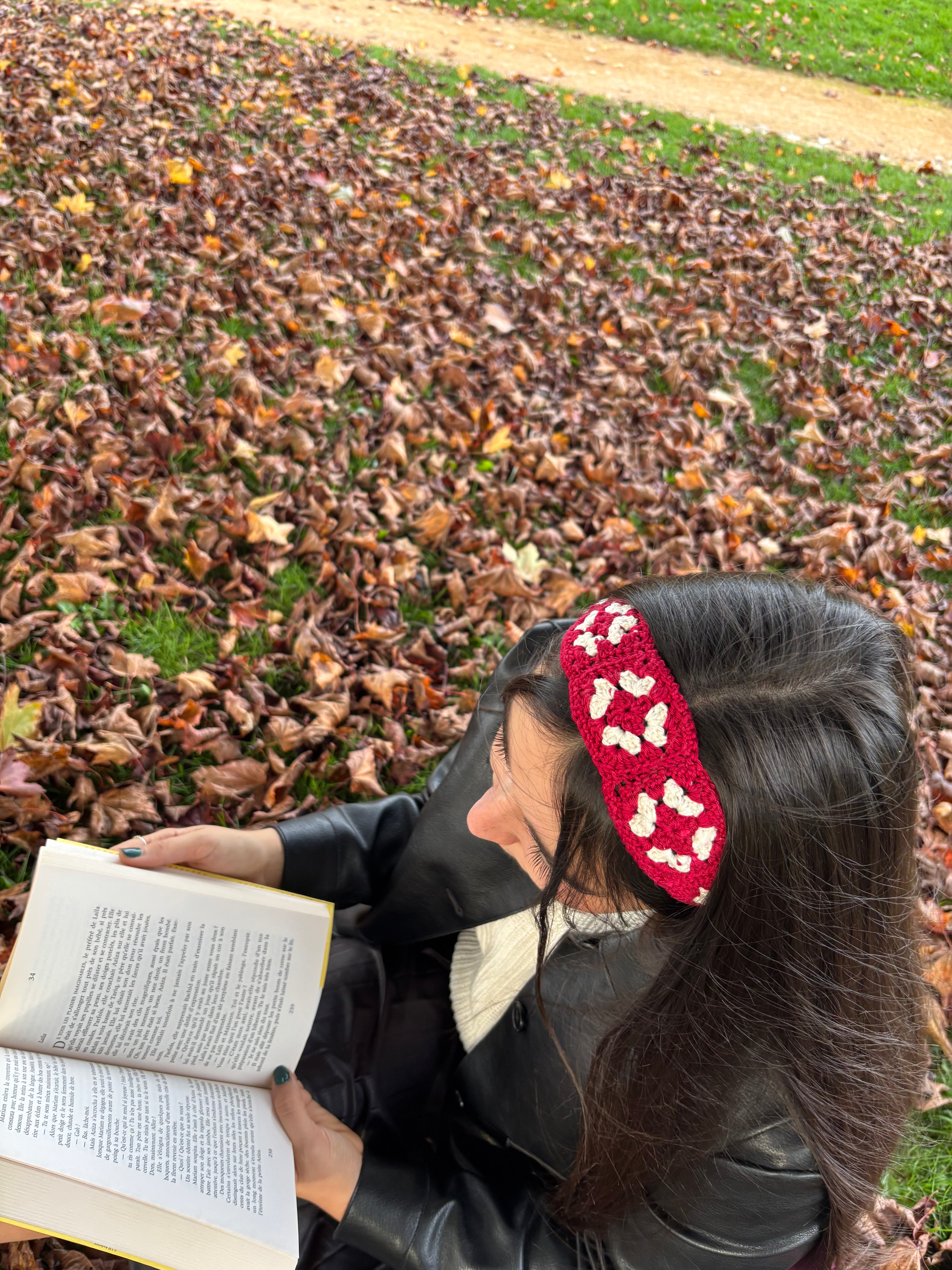 Kit DIY - Bandeau crochet Bordeaux et Blanc