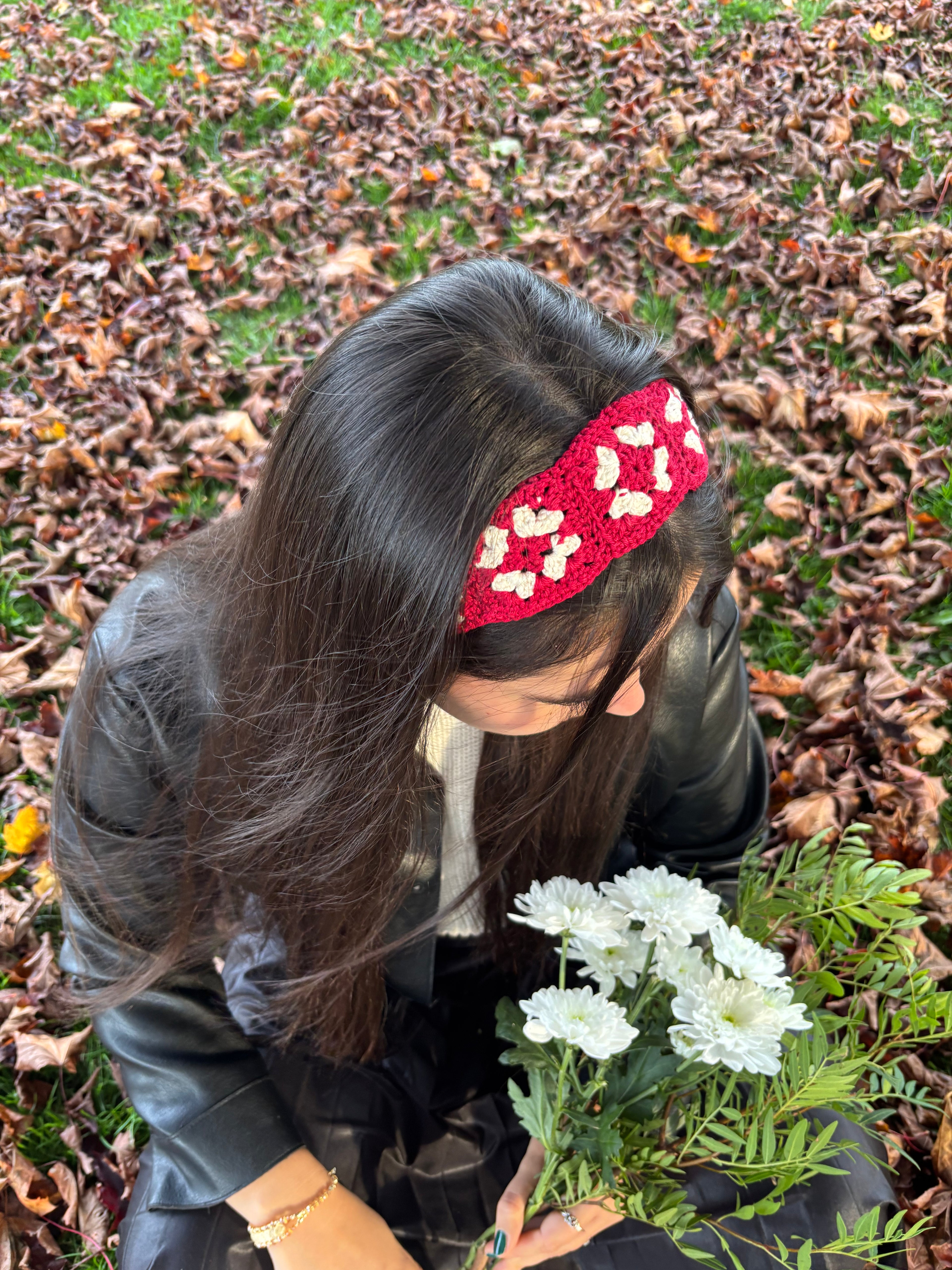 Kit DIY - Bandeau crochet Bordeaux et Blanc