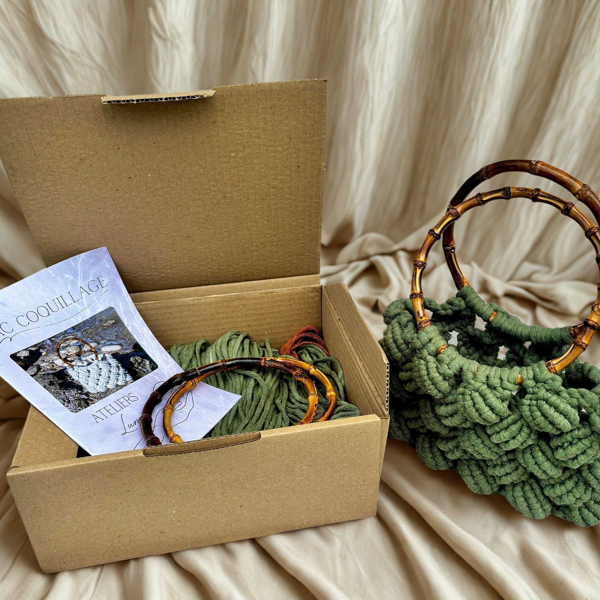 Kit DIY Sac coquillage Macramé Kaki